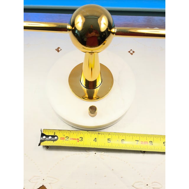 Stone Authentic Jonathan Adler Milano Brass & Carrara Marble 2-Arm Lamp For Sale - Image 7 of 17
