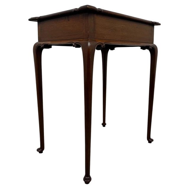 Brown Antique Early 20th Century English Mahogany Side Table with Cabriole Legs For Sale - Image 8 of 12