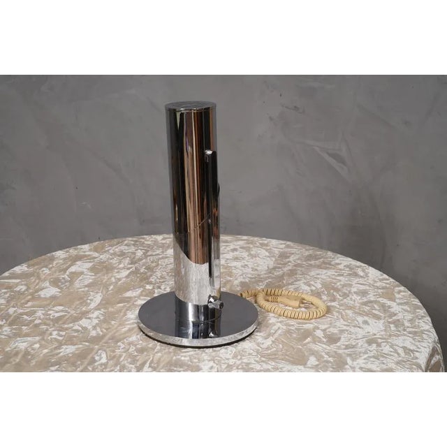 Mid-Century Modern Midcentury Italian Chrome Round Table Lamps, 1960, Set of 2 For Sale - Image 3 of 10