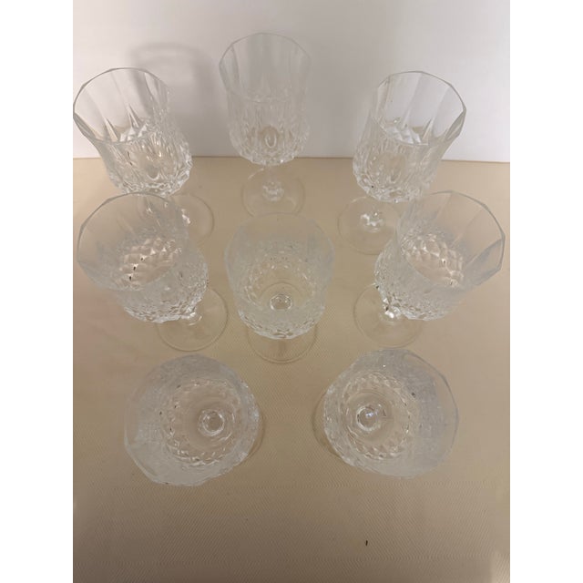 Glass Vintage French Cristal D’Arques Longchamp Crystal Wine Glasses Set of 8 For Sale - Image 7 of 8
