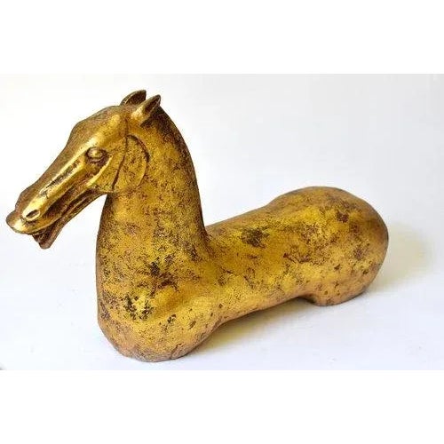 Late 20th Century 20th Century Art Deco Gilded Iron Horse Busts - a Pair For Sale - Image 5 of 13