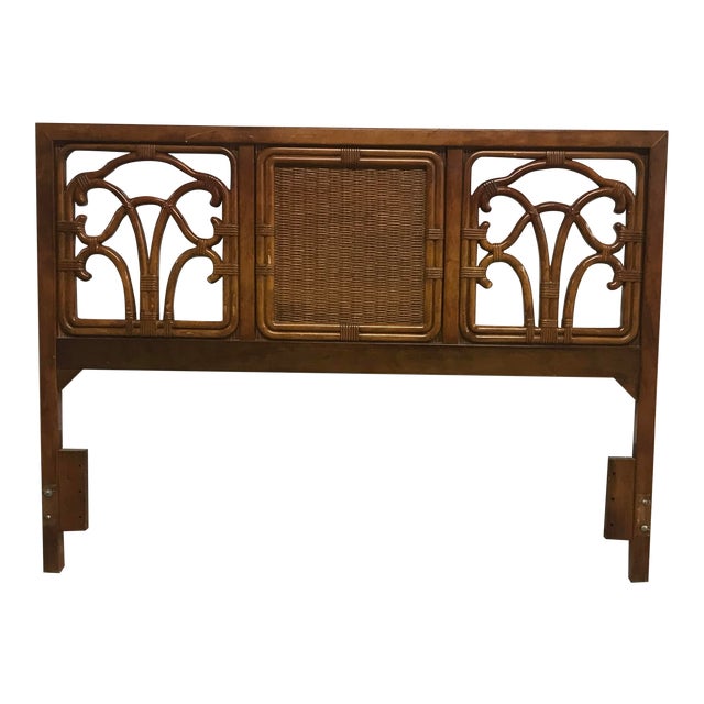 1980s Mid-Century Modern Faux Bamboo Stanley Headboard For Sale