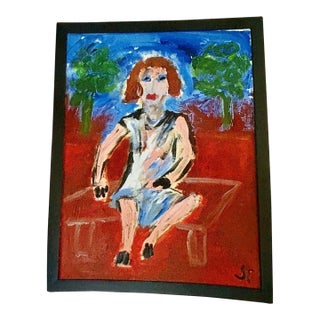 JoAnne Fleming Abstract Portrait Painting of a Lady Framed and Signed For Sale