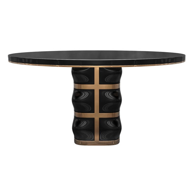 "Oliva" Round Table with Stainless Steel and Bronze Details, Handmade Bizimyer Furniture. Unmatched. Unrivalled. Designed...