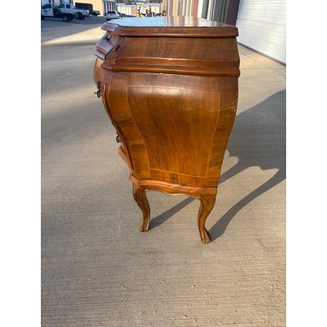 Vintage Italian Olivewood Rococo Bombe Commode For Sale - Image 4 of 9