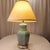 Vintage Mid-Century Modern Ginger Jar Teal Glass Table Lamp With Pink, Green and Blue Flower Motif and Chrome Base For Sale - Image 6 of 12