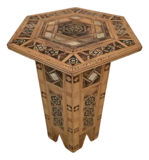 1970s Mid Century Modern Mother of Pearl Exotic Wood Marquetry Drink Table