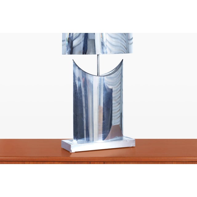 Metal Mid-Century Modern Crescent Moon Chrome Table Lamp by Curtis Jere, 1970s For Sale - Image 7 of 11