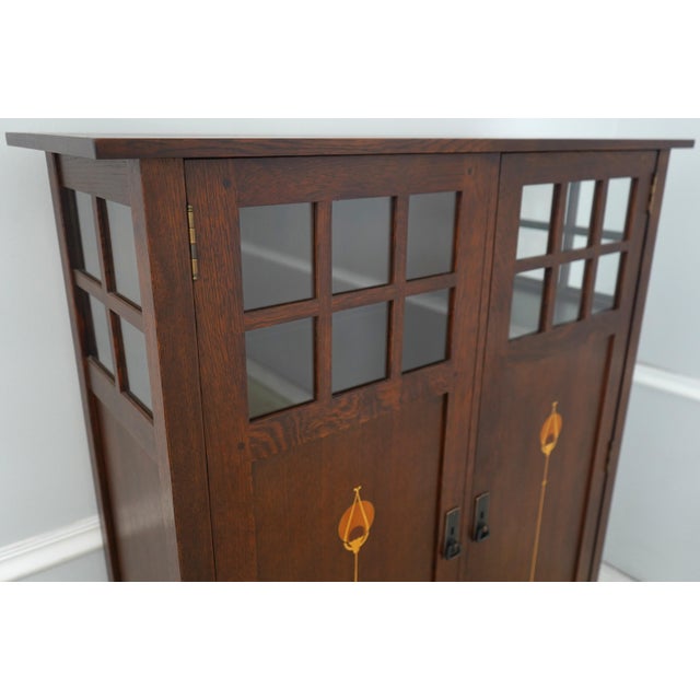Wood Stickley Harvey Ellis Arts & Crafts Oak 2 Door Cabinet For Sale - Image 7 of 18