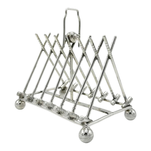 Antique Novelty Croquet Mallet Silverplate Toast Rack Letter Holder