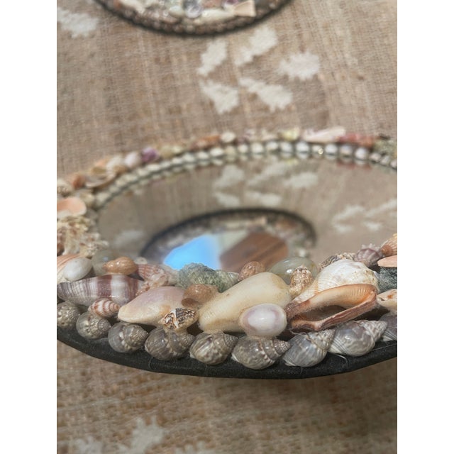 Pair of Vintage French Coquillage Seashells Round Small Mirrors For Sale - Image 9 of 10