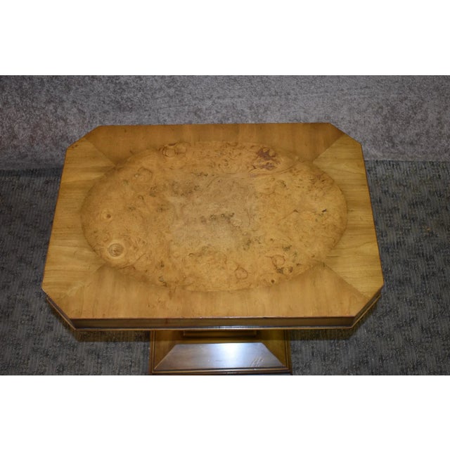 Weiman Burl Wood Side Table Kameo Neo Classic Inlaid Pedestal End Stand For Sale - Image 9 of 12