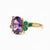 Purple amethyst multicolor ring in 14k gold. Amethyst oval cabochon ring. Purple gemstone cocktail ring. Metal: 14k gold...