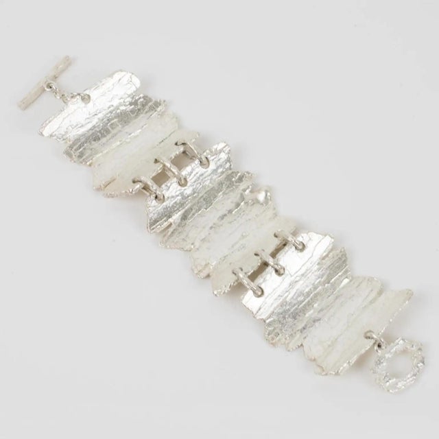 Biche de Bere Paris Brutalist Silver Plate Link Bracelet For Sale - Image 4 of 9