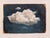 This oil on paper artwork features a soft, billowing cloud set against a deep blue background, evoking a sense of...