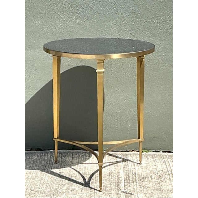 Early 21st Century Vintage Global Views Brass Finish French Side Table For Sale - Image 5 of 12