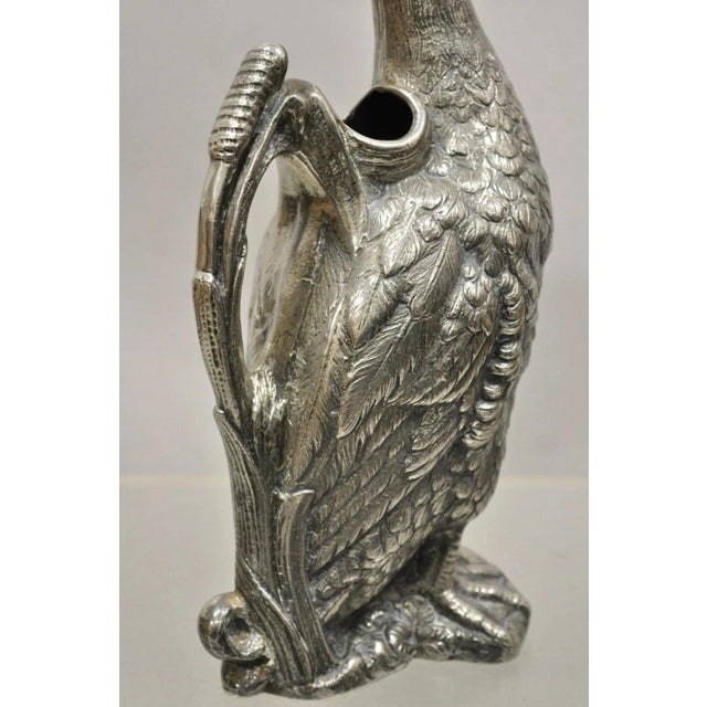 Mid 20th Century Vintage Figural Duck Mallard Silver Plated Water Pitcher Decanter by Alpaca For Sale - Image 5 of 11