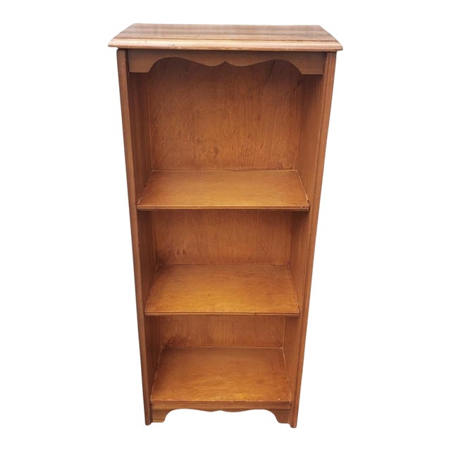 MidCentury American Classical Three Tier Light Cherry Narrow Bookcase