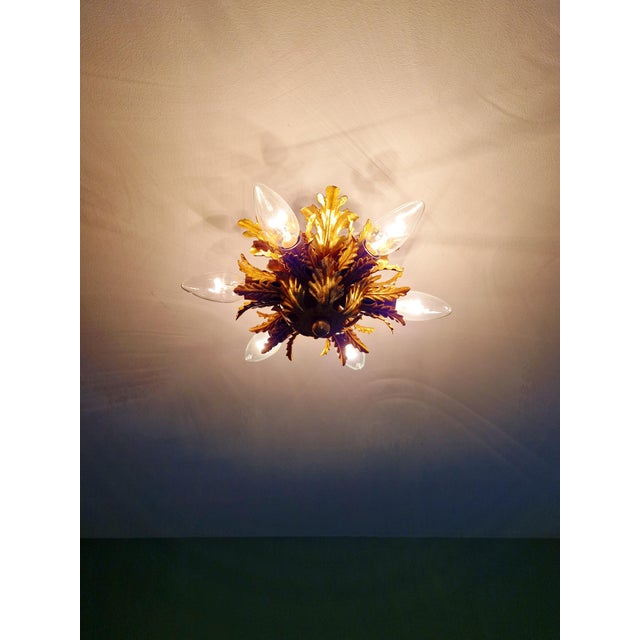Italian Ceiling Light in Gilded Metal from Banci Firenze, 1970 For Sale - Image 9 of 11