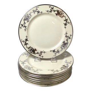 Set of Eight Bavarian Chinoiserie Silver Overlay Service Dinner Plates For Sale