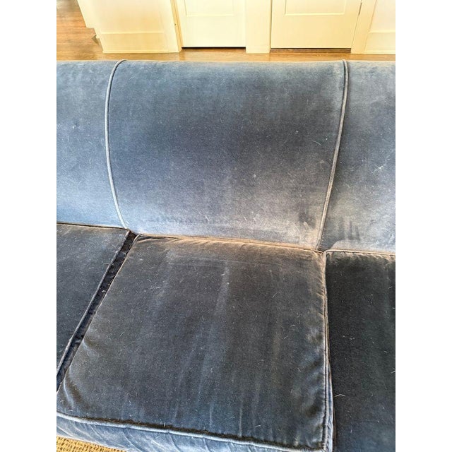 Navy Blue Navy Velvet Sofa by Mitchell Gold For Sale - Image 8 of 9