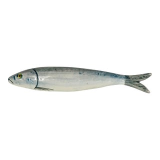 Portuguese Trompe l'Oeil Majolica Hand Painted Ceramic Fish/Sardine in the Style of Bordallo Pinheiro For Sale