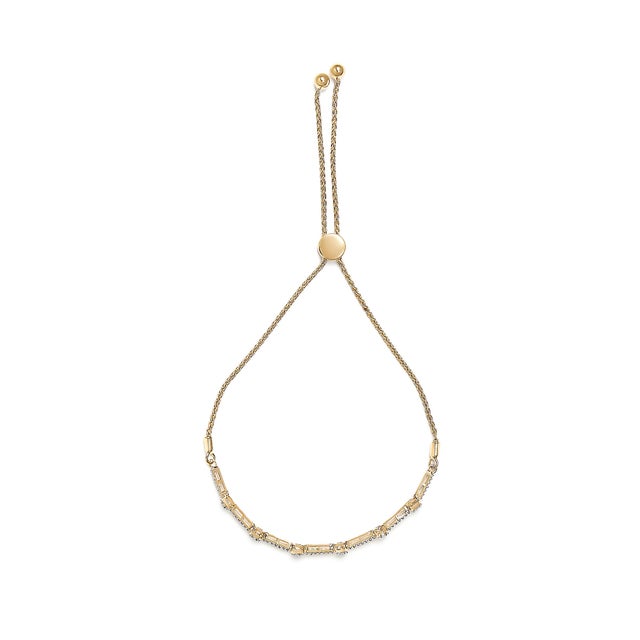 Haus of Brilliance 14K Gold Plated Sterling Silver 1/3 Cttw Diamond Slider Link Bolo Bracelet For Sale - Image 4 of 4