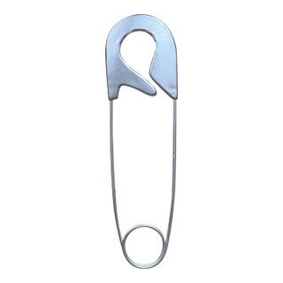 Large Wall Sculpture Silver-Colored Metal Safety Pin Post Modern For Sale