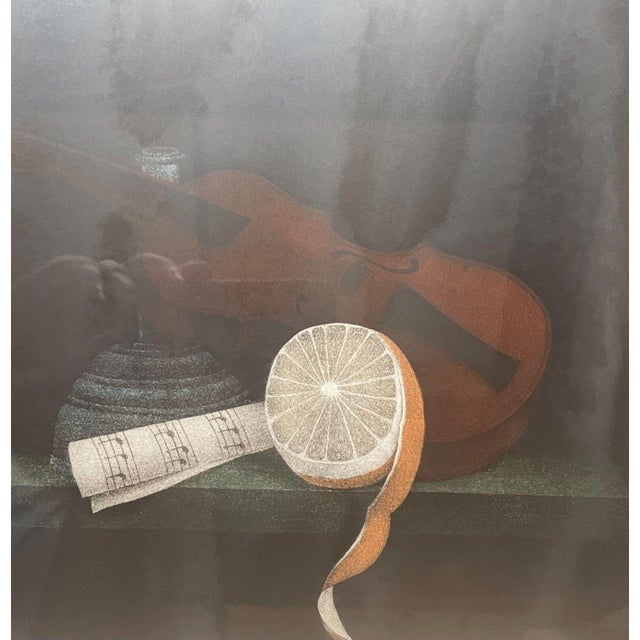Original Tomoe Yokoi 'orange and Violin' Still Life Signed Ltd Ed Mezzotint For Sale - Image 9 of 11