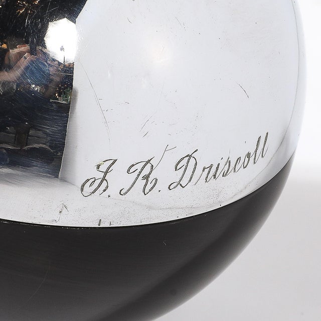 Art Deco "Spherical Miracle" Chrome & Bakelite Thermos Bottles by Raymond Loewy For Sale In New York - Image 6 of 16