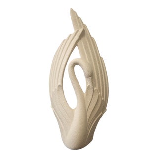 Art Deco Revival White Ceramic Swan Haeger 1980s For Sale