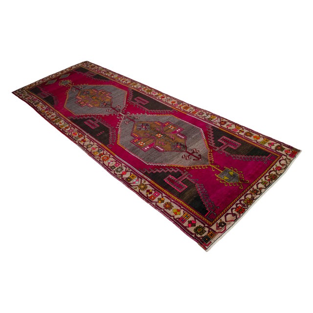 Vintage Hand Knotted Turkish Area Rug Large Runner Rug Gallerie Rug- 5′9″ X 16′3″ For Sale - Image 6 of 17