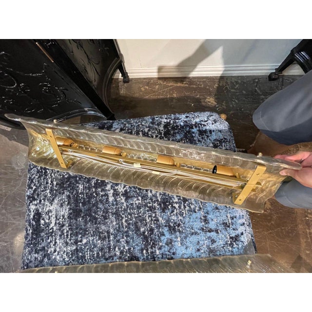 Glass Italian Murano Glass Leaf Form Sconces - A Pair For Sale - Image 7 of 8