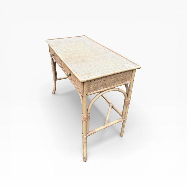 Contemporary Vintage Bamboo and Rattan Console Table, 1970s For Sale - Image 3 of 9