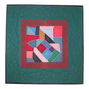 Antique Quilt, Amish Contained Crazy Crib Quilt Mounted