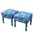 Transitional Lee Jofa Kelly Wearstler Edo Linen in Teal Parsons Ottomans - a Pair For Sale - Image 3 of 9
