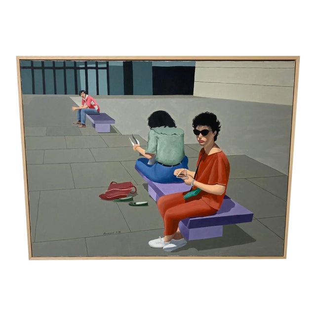 Vintage Photorealist Oil Painting on Canvas by Bisaccio For Sale