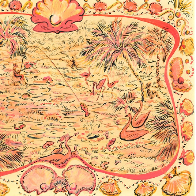 Contemporary Pink Shell Lagoon Original Watercolor by Pauline De Roussy De Sales For Sale - Image 3 of 3