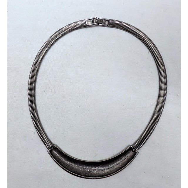Vintage 1980s Signed Monet Gunmetal White, Red & Black Enamel Mondrian Inspired Collar Necklace For Sale - Image 9 of 10