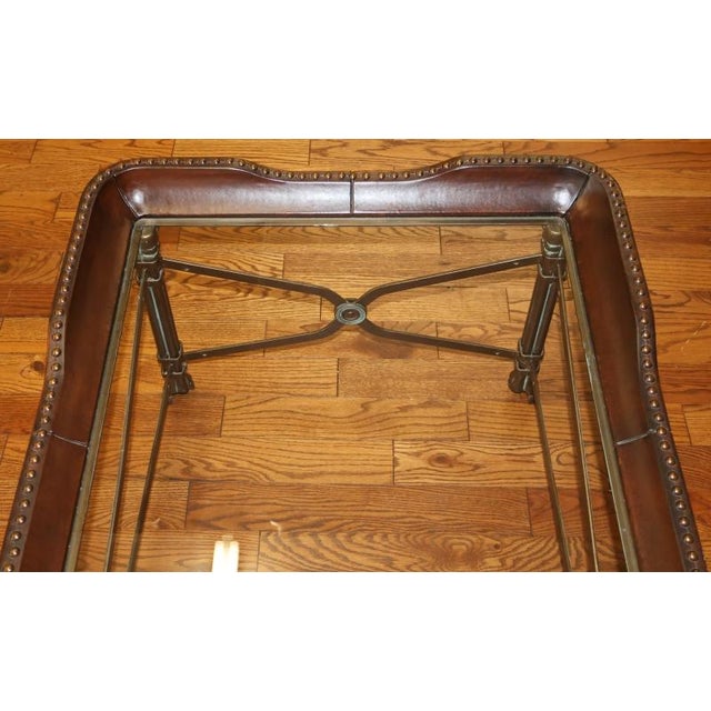 Maitland Smith Regency Style Leather Wrapped Glass Top Cocktail Coffee Table For Sale In New York - Image 6 of 12