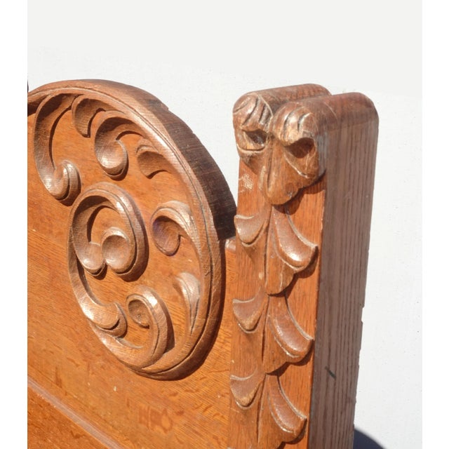 Wood 1930's Vintage French Country Oak Wood Full Bed Frame For Sale - Image 7 of 11