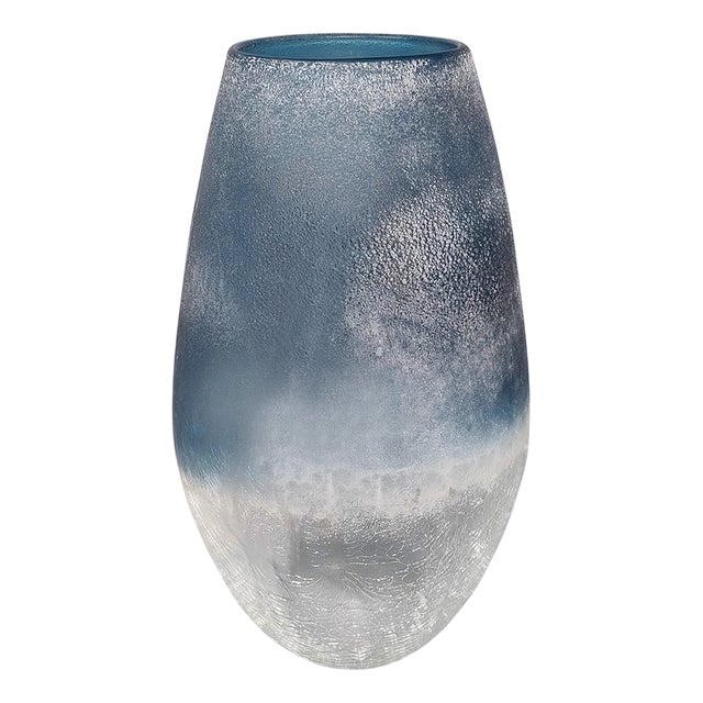 Blue Vase in Frosted Glass from Arte Vetro, Italy, 1970s For Sale