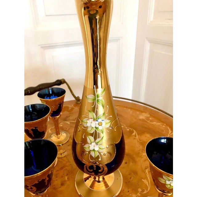 Venetian Murano Tre-Fuochi Sparkling Wine Set, 1950s, Set of 6 For Sale - Image 4 of 10