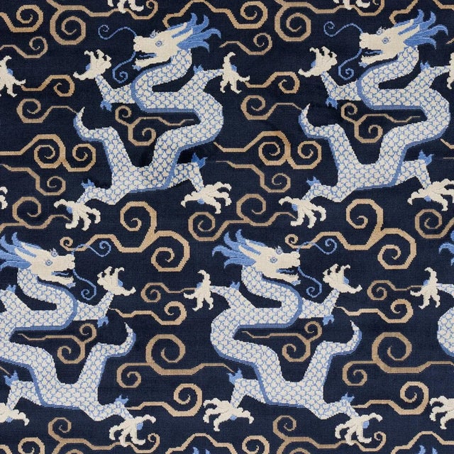 SAMPLE - Schumacher Bixi Velvet Fabric In Midnight Blue For Sale