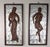 A striking and highly decorative pair of mid-century modern sculptural wall panels featuring deeply carved male and female...