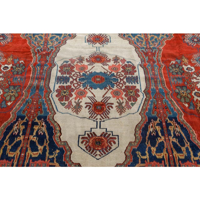 Authentic 19th Century Persian Senneh Red Handmade Wool Carpet For Sale - Image 4 of 9