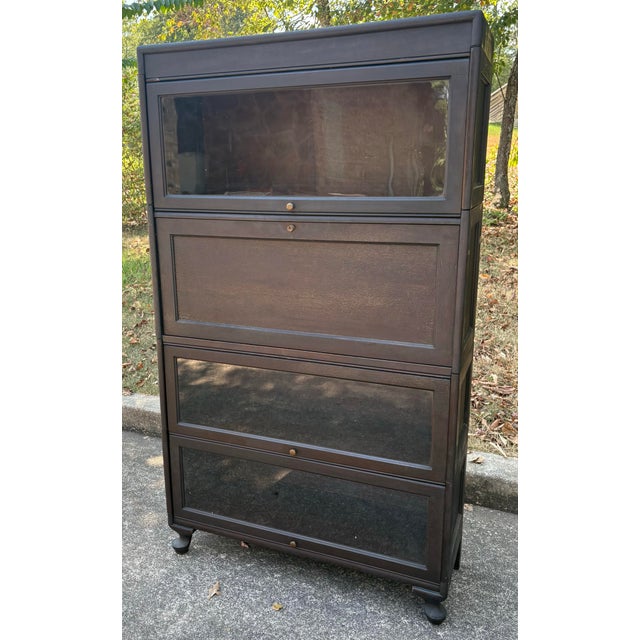 Antique Lawyers Barrister Bookcase With Secretary Desk For Sale - Image 9 of 12