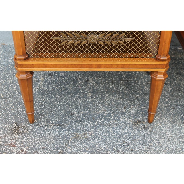 Brass 1950s Traditional Style Elaborate Walnut Side Tables - a Pair For Sale - Image 8 of 12