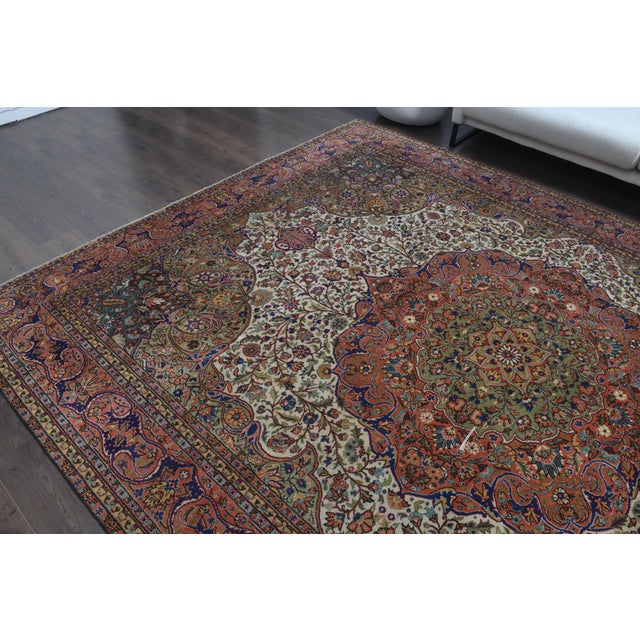 1960s Vintage Persian Handmade Wool Cotton Light Red Area Rug For Sale In San Francisco - Image 6 of 11