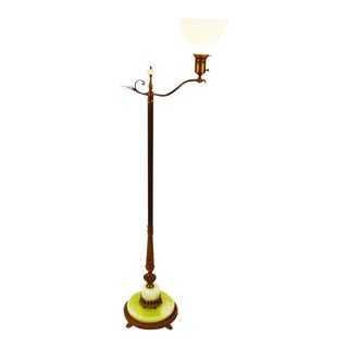 Art Deco Mutual Sunset Brass and Onyx Floor Lamp For Sale